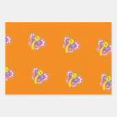Farbiger Schmetterling auf Orange Geschenkpapier Set (Vorderseite)