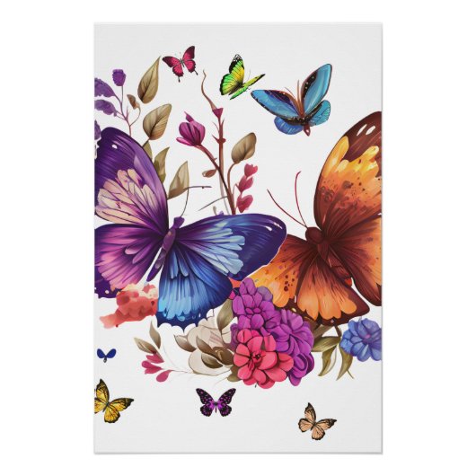 Farbiger Schmetterling Glänzendes Poster (Vorderseite)