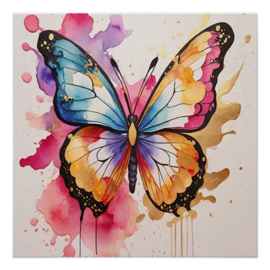 Farbiger Schmetterling mit künstlerischem Spritzer Poster (Vorderseite)