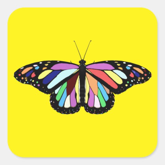 Farbiger Schmetterling Quadratischer Aufkleber (Vorderseite)