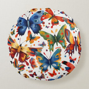 Farbiger Schmetterling zeichnen Rundes Kissen