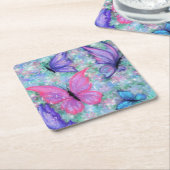 Farbiger Schmetterlingspapier-Untersetzer Rechteckiger Pappuntersetzer (angewinkelt)