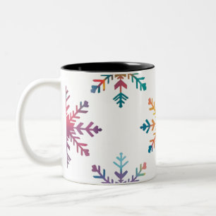 Farbiger Schneefall - Moderne Regenbogenschneefloc Zweifarbige Tasse