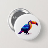 Farbiger schöner Tukan Button (Vorne & Hinten)