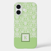 Farbiger schwarzer Damast Monogram Totbeutel Case-Mate iPhone Hülle (Rückseite)