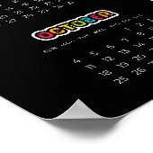 Farbiger Schwarzer Kalender 2025 Poster (Ecke)