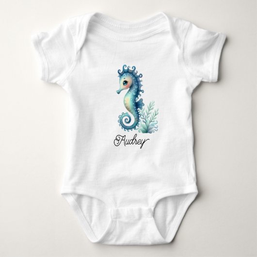 Farbiger Seepferdchen Baby Strampler (Vorderseite)