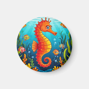 Farbiger Seepferdchen in einem lebendigen Korallen Magnet