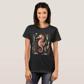 Farbiger Seepferdchen mit Meeresalgen T-Shirt (Vorne ganz)