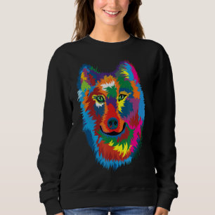 Farbiger sibirischer Husky Hund für Männer Frauen  Sweatshirt