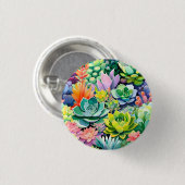 Farbiger Sommer Sukkulenten Botanischer Garten Button (Vorne & Hinten)
