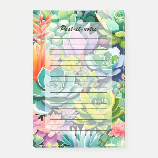 Farbiger Sommer Sukkulenten Botanischer Garten Post-it Klebezettel (Vorderseite)