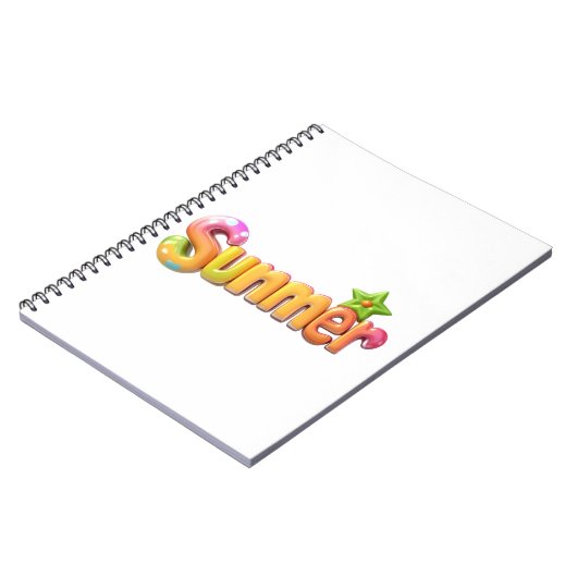 Farbiger Sommertext mit Star Notizblock (Linke Seite)