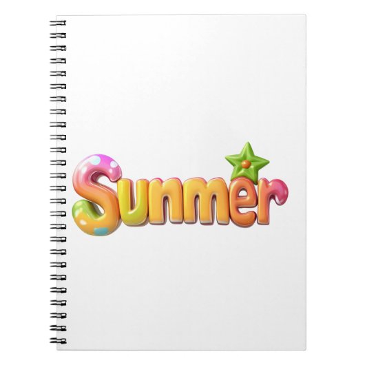 Farbiger Sommertext mit Star Notizblock (Vorderseite)