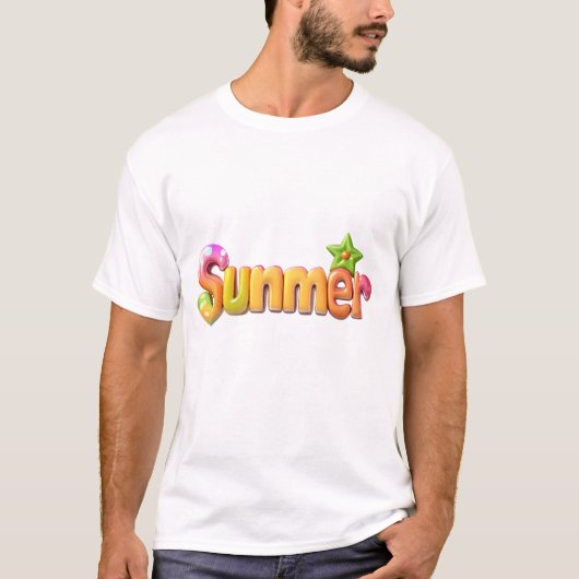 Farbiger Sommertext mit Star T-Shirt (Vorderseite)