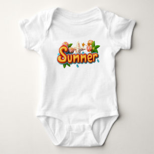 Farbiger Sommertext mit Strandelementen Baby Strampler