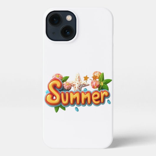 Farbiger Sommertext mit Strandelementen iPhone Hülle (Rückseite)