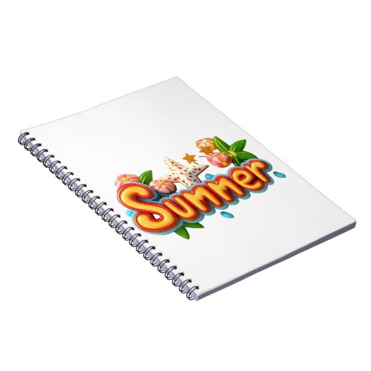 Farbiger Sommertext mit Strandelementen Notizblock (Rechte Seite)