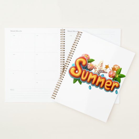 Farbiger Sommertext mit Strandelementen Planer (Anzeige)