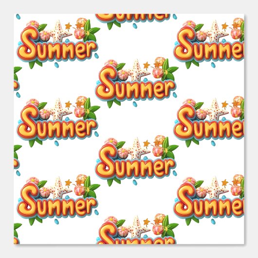 Farbiger Sommertext mit Strandelementen Tapete (Vorderseite)