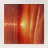 Farbiger Sonnenaufgang auf See, dramatische Wolken Puzzle (Horizontal)