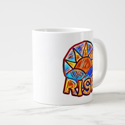 Farbiger Sonnenaufgang ~ Hochwertige Botschaft Gra Jumbo-Tasse (Vorderseite Rechts)