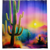 Farbiger Sonnenuntergang der Wüste Duschvorhang (Vorderseite)