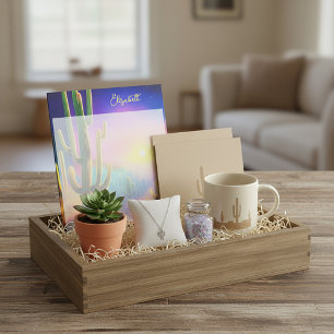 Farbiger Sonnenuntergang der Wüste personalisiert Notizblock