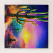 Farbiger Sonnenuntergang der Wüste Puzzle (Horizontal)