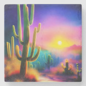 Farbiger Sonnenuntergang der Wüste Steinuntersetzer (Vorderseite)