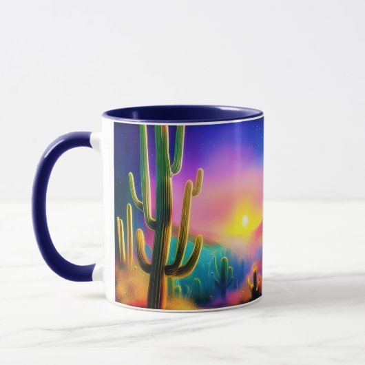 Farbiger Sonnenuntergang der Wüste Tasse (Links)