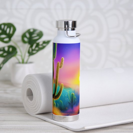 Farbiger Sonnenuntergang der Wüste Trinkflasche (Yoga)