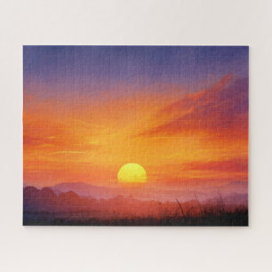 Farbiger Sonnenuntergang Himmel und Berge Fotograf Puzzle