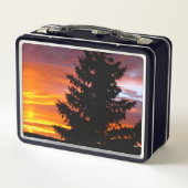 Farbiger Sonnenuntergang Metall Brotdose (Rückseite)