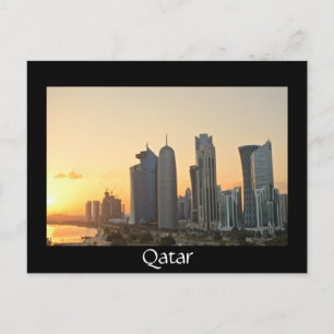 Farbiger Sonnenuntergang über Doha, Katar Postkarte