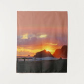 Farbiger Sonnenuntergang Wandteppich (Vorderseite)