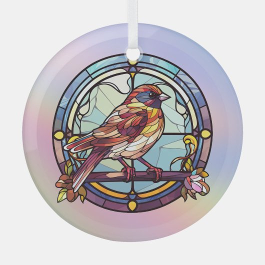Farbiger Sparrow Ornament Aus Glas (Vorderseite)