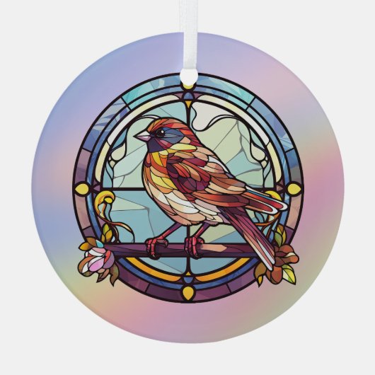 Farbiger Sparrow Ornament Aus Glas (Rückseite)
