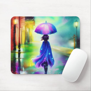 Farbiger Spaziergang im Regen Mousepad