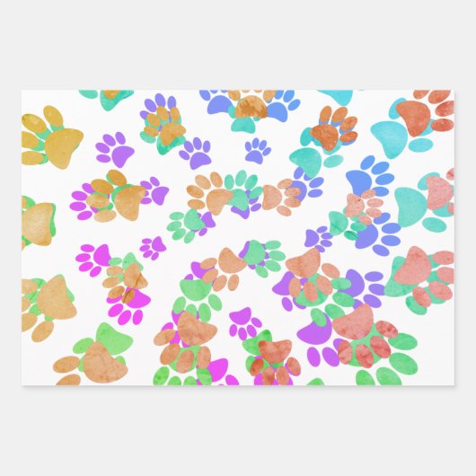 Farbiger Spiralhund Pawprint Geschenkpapier Set (Vorderseite 3)