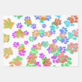 Farbiger Spiralhund Pawprint Geschenkpapier Set (Vorderseite)