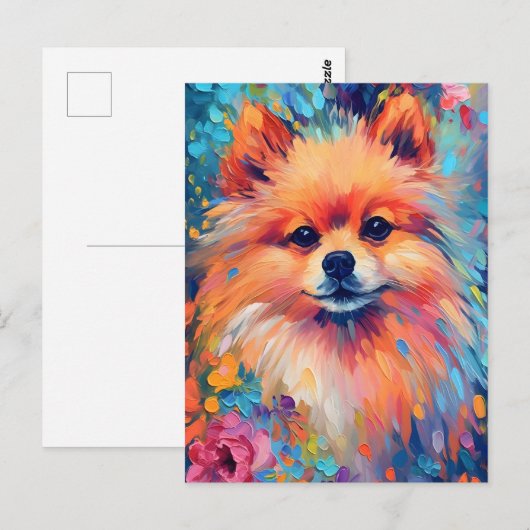 Farbiger Spitz Postkarte (Vorne/Hinten)