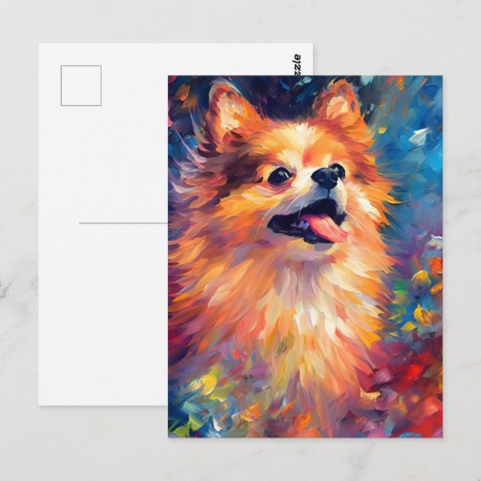 Farbiger Spitz Postkarte (Vorne/Hinten)