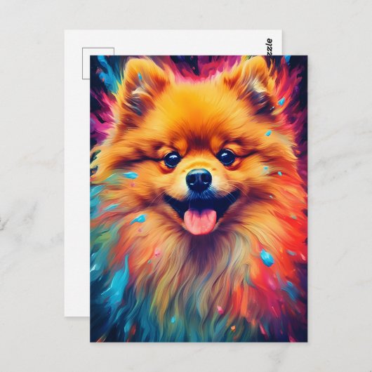 Farbiger Spitz Postkarte (Vorne/Hinten)