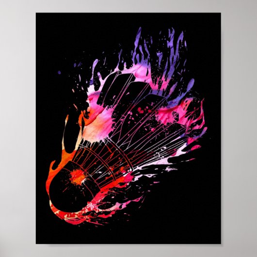 Farbiger Splash Badminton Federball Poster (Vorne)