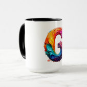 Farbiger Spritzbuchstabe G Becher Tasse (Vorderseite Links)
