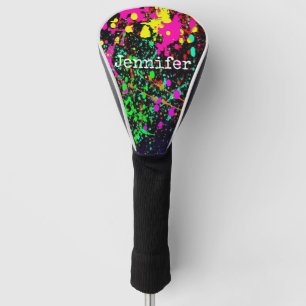 Farbiger Spritzer Paint Individuelle Name Golf Headcover