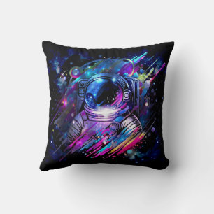Farbiger Spritzer Sternenraum Astronaut Kissen