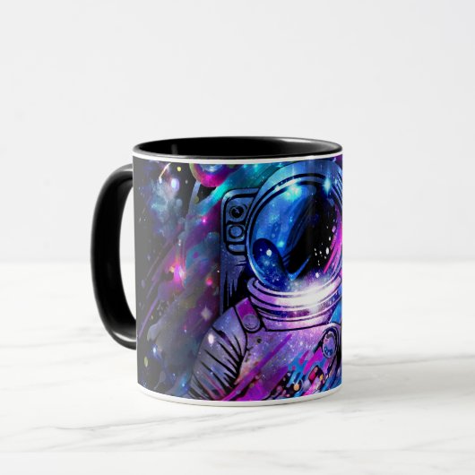 Farbiger Spritzer Sternenraum Astronaut Tasse (Vorderseite Links)