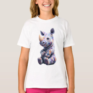 Farbiger Spritzfarben-Nashorn-Baby-Kinder T-Shirt